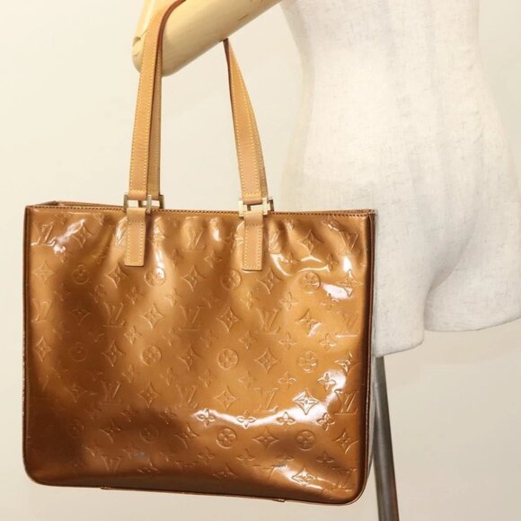 LOUIS VUITTON Monogram Vernis Columbus Tote Bag Bronze M91134 LV Auth BA3836 - Picture 3 of 16